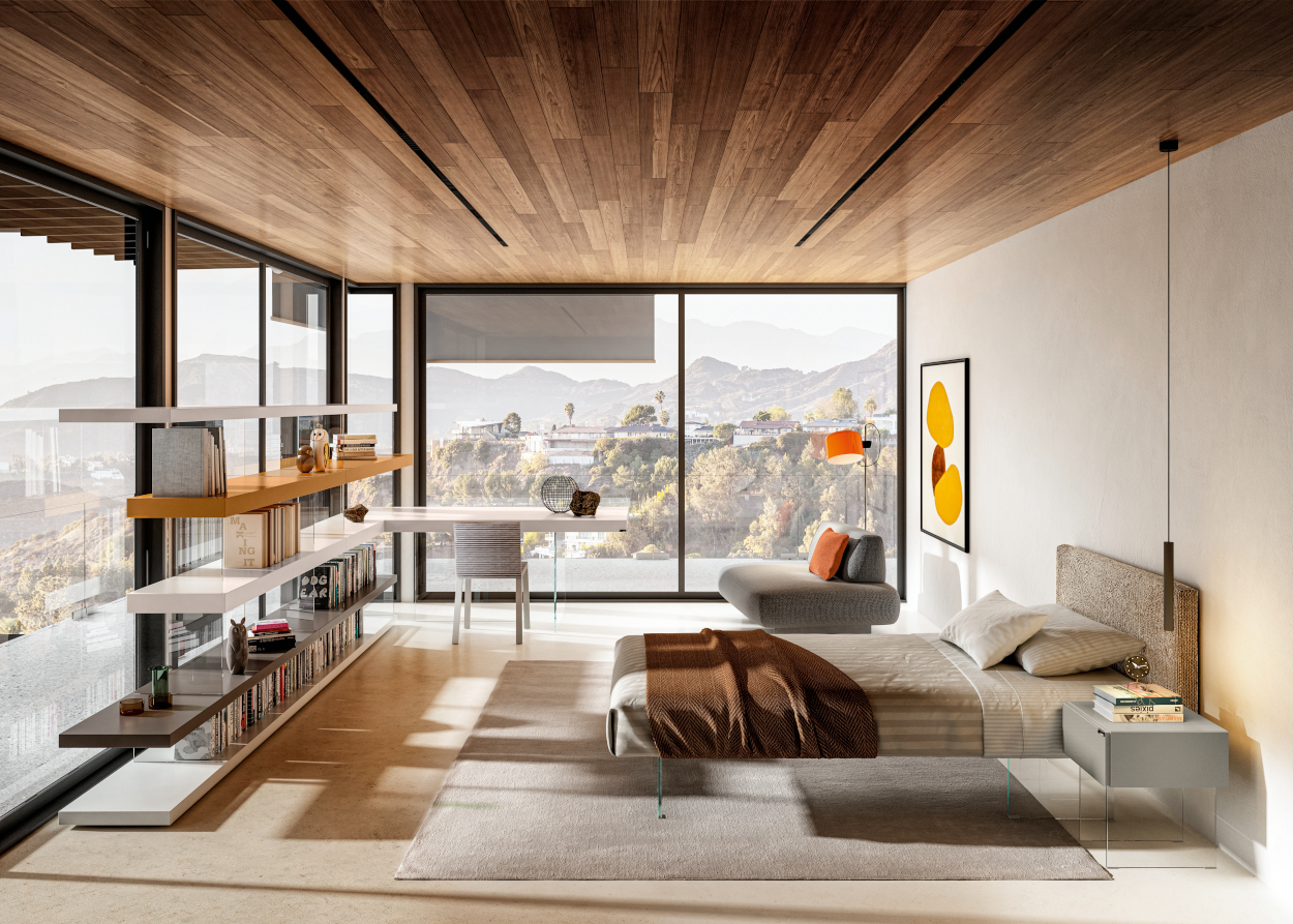 Combinar madera y cristal en interiores